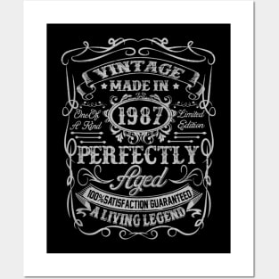 Vintage 1987 33rd Birthday 33 Years Old Gift Mens Posters and Art